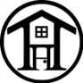 Logo of a house made from a capital H that has a front door made from a capital H.