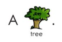 Screenshot of the words "A tree" with a picture of a tree above the word "tree."